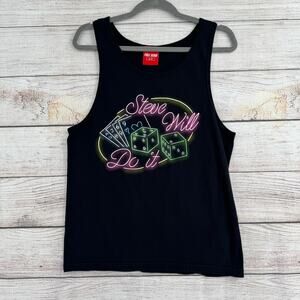 Full Send Steve Will Do It Tank Top Mens Small Black Gambling Logo